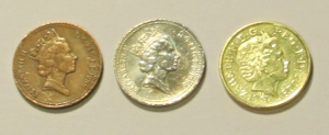 Copper, zinc-coated and brass-coated coins